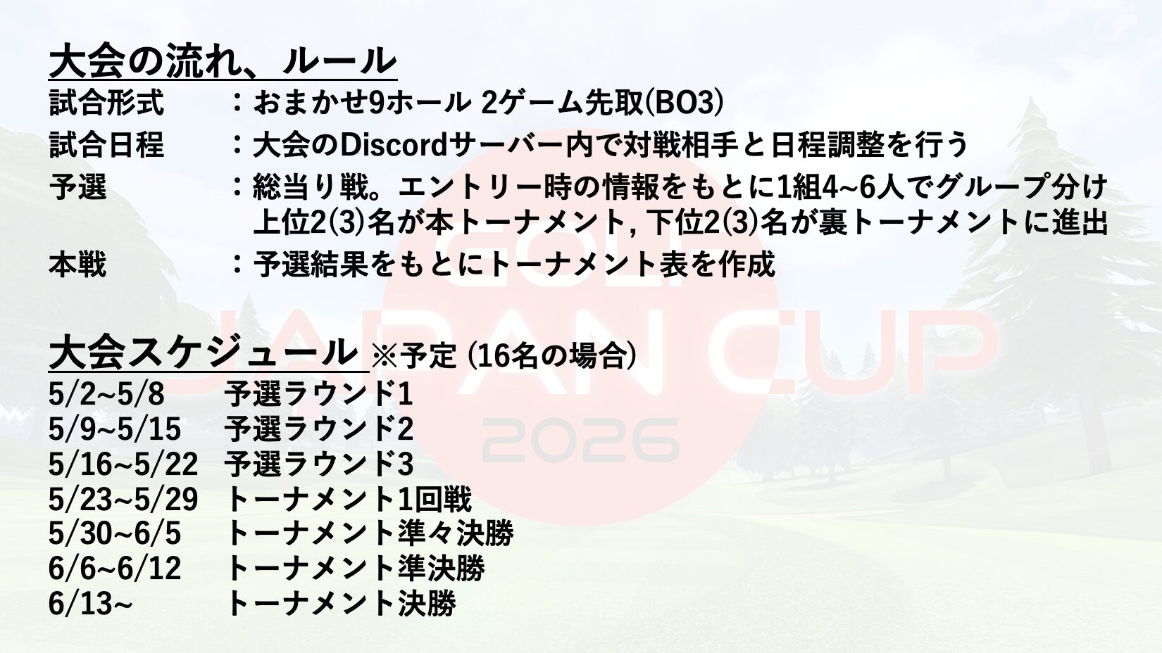 GOLF JAPAN CUP 2026 ルール②